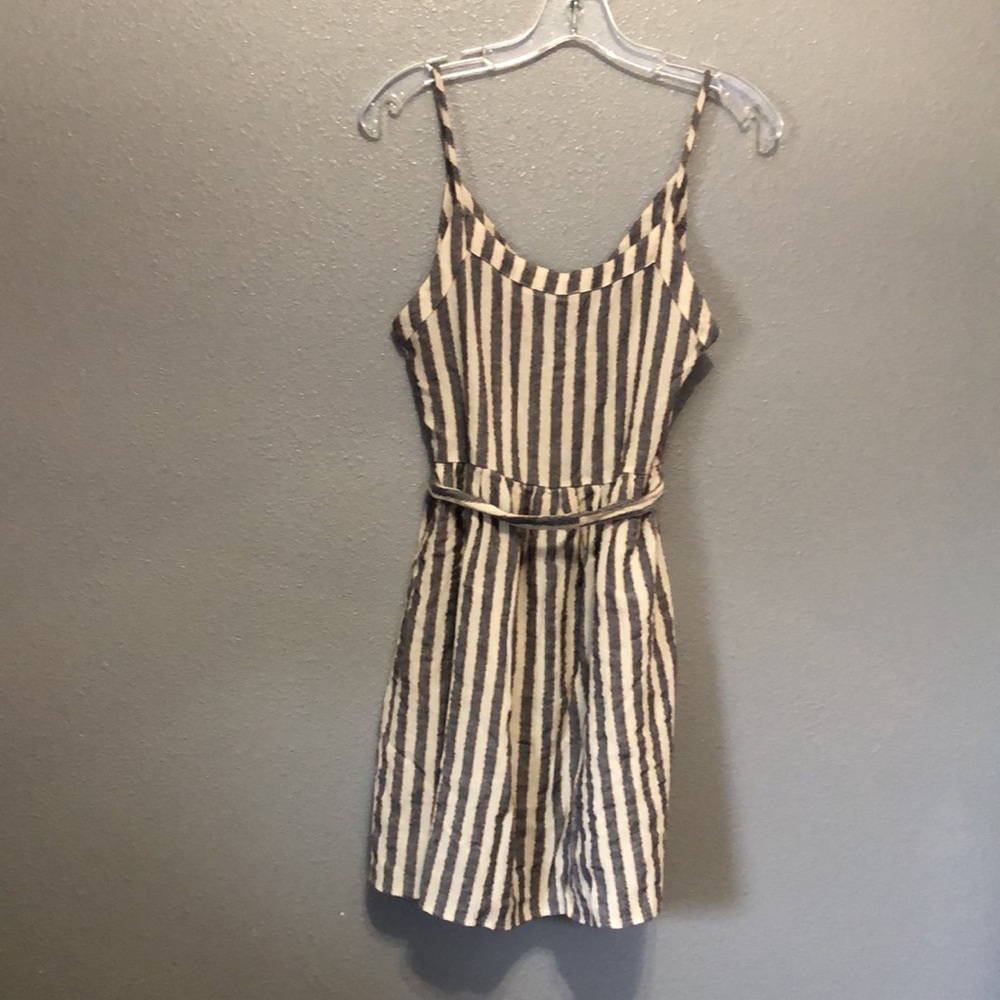 LUSH sleeveless dress Women's m striped button front pockets tie sundress party - Picture 6 of 11